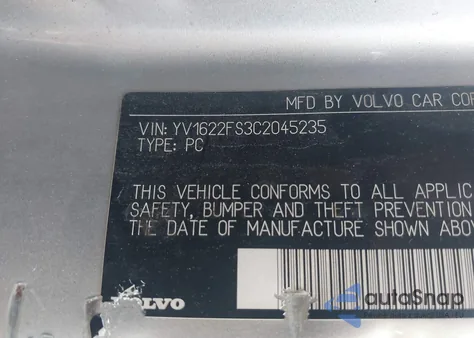 2012 Volvo S60 T5 из США, поврежденный, VIN YV1622FS3C2045235